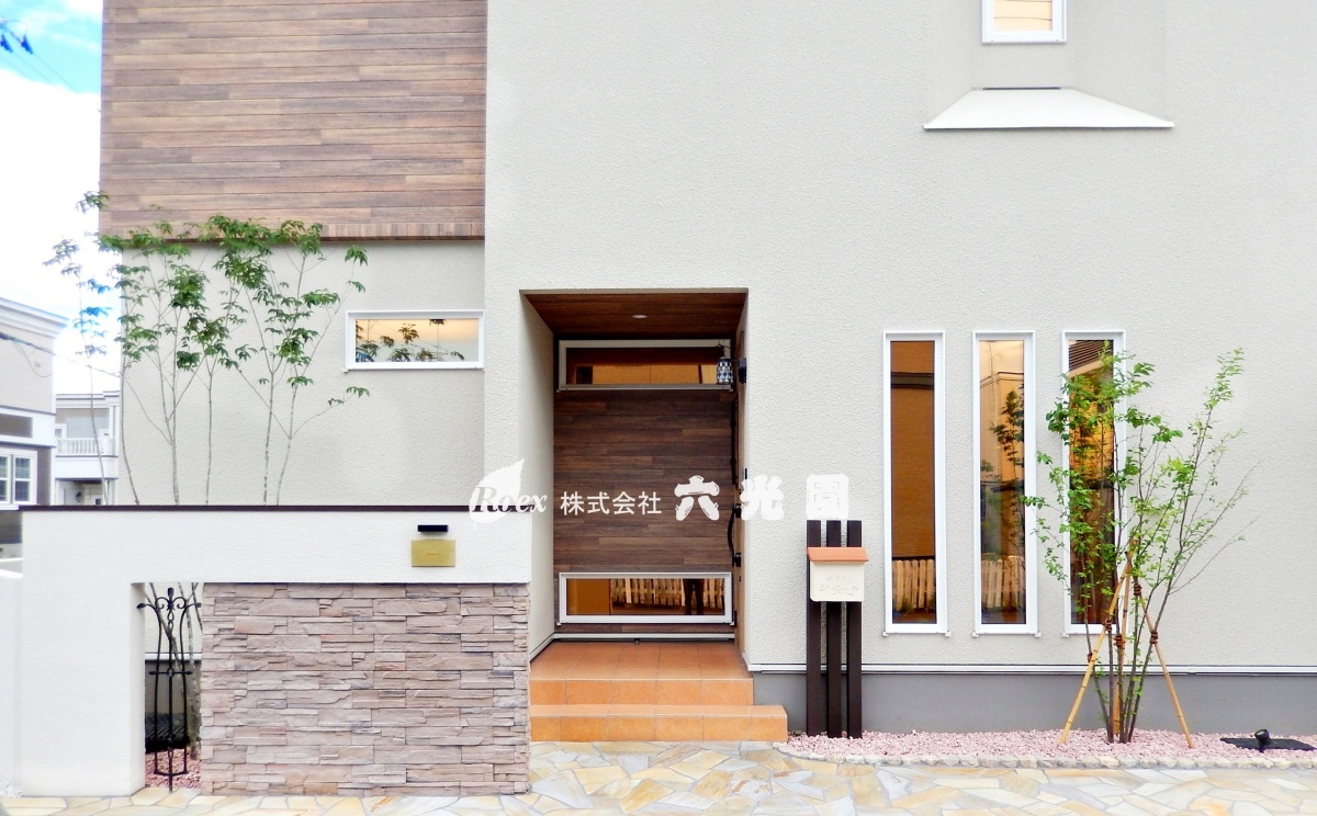 札幌市 新築外構 ディーズガーデン商品を取り入れた ナチュラルテイストのお庭 札幌 エクステリア 外構 六光園