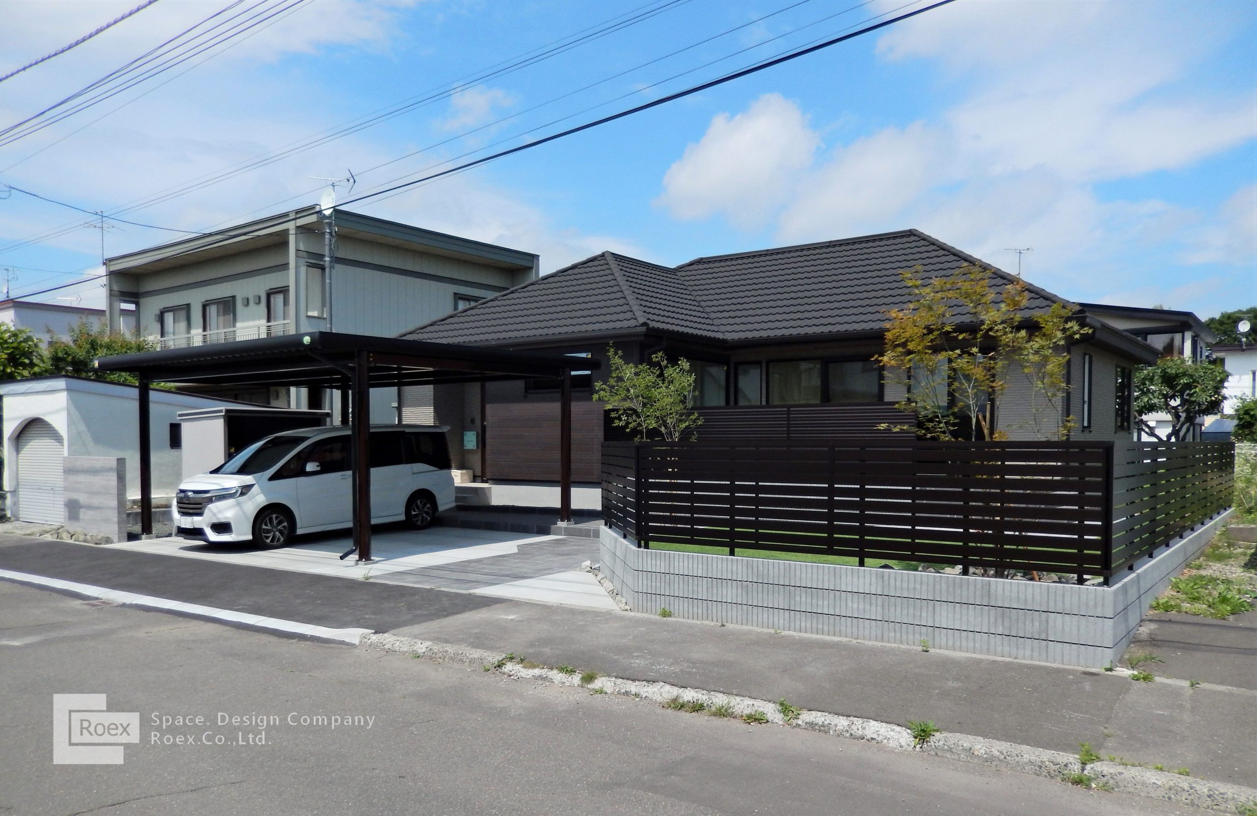 江別市 平屋のシンプル外構 札幌 エクステリア 外構 六光園